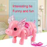 Electric Walking Singing Musical Light Pig Toy with Leash Interactive Kids Toy Electronics Robot Gift Children Birthday Present