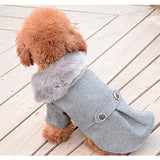 Elegant Small Dog Coat Winter Puppy Dog Clothes with Fur Collar Soft Warm Puppy Jacket Chihuahua Yorkie Clothing S,M,L,XL,XXL