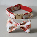 Engraved bow collar leash set handmade soft dog collar Chihuahua training rope walk the dog cat pet straps christmas decoration