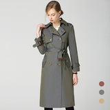 European Burberry Anna Trench Coat Women's Long over-the-Knee Autumn Clothing British Style Chameleon Loose-Fit Trench Coat Fash