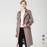 European Burberry Anna Trench Coat Women's Long over-the-Knee Autumn Clothing British Style Chameleon Loose-Fit Trench Coat Fash