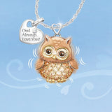 Exquisite Fashion Creative Cute Owl Necklace Always Love You Owl Design Rhinestones Crystal Pendant Necklaces Lover's Gift