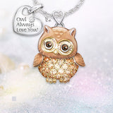 Exquisite Fashion Creative Cute Owl Necklace Always Love You Owl Design Rhinestones Crystal Pendant Necklaces Lover's Gift