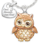 Exquisite Fashion Creative Cute Owl Necklace Always Love You Owl Design Rhinestones Crystal Pendant Necklaces Lover's Gift