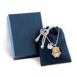 Exquisite Fashion Creative Cute Owl Necklace Always Love You Owl Design Rhinestones Crystal Pendant Necklaces Lover's Gift