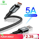 FLOVEME 5A USB Type C Cable For Huawei P30 P20 Pro Mate 30 Lite USBC Fast Quick Charging Charger USB-C Type-C Cable For Samsung