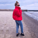 FORERUN Fashion Bubble Coat Solid Standard Collar Oversized Short Jacket Winter Autumn Female Puffer Jacket Parkas Mujer 2019