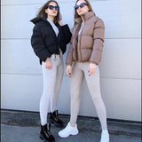 FORERUN Fashion Bubble Coat Solid Standard Collar Oversized Short Jacket Winter Autumn Female Puffer Jacket Parkas Mujer 2019