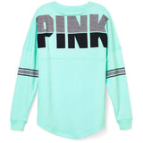 Fashion Brand Tshirt Women Casual Print Pink Letter Tops T Shirt Loose Tee Shirt Female Long Sleeve Clothes