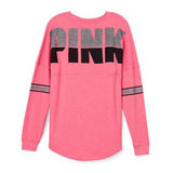 Fashion Brand Tshirt Women Casual Print Pink Letter Tops T Shirt Loose Tee Shirt Female Long Sleeve Clothes