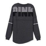 Fashion Brand Tshirt Women Casual Print Pink Letter Tops T Shirt Loose Tee Shirt Female Long Sleeve Clothes