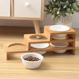 dasda  Fashion Cat Dog Feeders Bowls Bamboo Tableware Ceramic Pet Food Water Bowl High Grade Anti Skid Pet Supplies Dog Cat Bowl