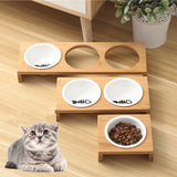 dasda  Fashion Cat Dog Feeders Bowls Bamboo Tableware Ceramic Pet Food Water Bowl High Grade Anti Skid Pet Supplies Dog Cat Bowl