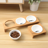 dasda  Fashion Cat Dog Feeders Bowls Bamboo Tableware Ceramic Pet Food Water Bowl High Grade Anti Skid Pet Supplies Dog Cat Bowl