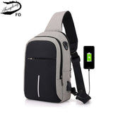 hello word  FengDong small usb charge one shoulder bag men messenger bags male waterproof sling chest bag 2019 new bagpack cross body bags