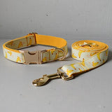 Free engrave ID nylon Luxury dog collar leash with bow tie banana design gold metal buckles adjustable pet supplies accessories