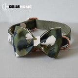 Free engrave ID nylon adjustable dog collar leash set with bow tie for big small dogs fabric collar Christmas decorative gifts