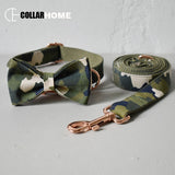 Free engrave ID nylon adjustable dog collar leash set with bow tie for big small dogs fabric collar Christmas decorative gifts