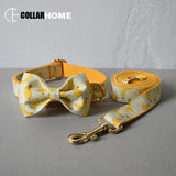 Free engrave Nylon personalized banana design bowknot dog collar leash with bow tie traction rope for small big dogs pet collar