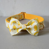 Free engrave Nylon personalized banana design bowknot dog collar leash with bow tie traction rope for small big dogs pet collar