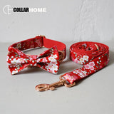 ssss  Free engrave dog collar leash leads with bow tie cat pet straps for small medium large dogs bulldog collar Christmas decorations