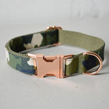 Free engrave dog name nylon collar leash with bow tie for big small dogs cotton fabric collar adjustable custom metal buckle