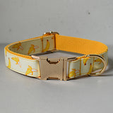 Free engrave name ID nylon dog collar leash with bow tie banana design gold metal buckles adjustable pet supplies Christmas gift