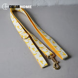 Free engrave name ID nylon dog collar leash with bow tie banana design gold metal buckles adjustable pet supplies Christmas gift