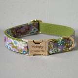Free engrave nylon bow dog collar leash for big small dog fabric collar with gold metal buckle bow tie pet collar rope straps