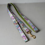 Free engrave nylon bow dog collar leash for big small dog fabric collar with gold metal buckle bow tie pet collar rope straps