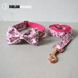 Free engrave soft dog collar leash set with bow tie Chihuahua collar metal adjustable pet supplies Christmas gift factory price