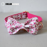 Free engrave soft dog collar leash set with bow tie Chihuahua collar metal adjustable pet supplies Christmas gift factory price