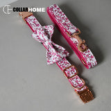 Free engrave soft dog collar leash set with bow tie Chihuahua collar metal adjustable pet supplies Christmas gift factory price