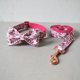 Free engrave soft dog collar leash set with bow tie Chihuahua collar metal adjustable pet supplies Christmas gift factory price
