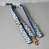 Free engrave soft dog collar leash with bow tie chinese ethnic style for small large dog gold metal buckle quick release buckles