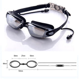 Gafas de natación profesionales de silicona 2019, gafas de natación UV antiniebla con tapones para los oídos para hombres y mujeres, gafas para deportes acuáticos