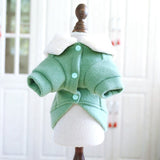 Geometric Patterns Green Dog Woolen Jacket Dog Clothes Winter French Bulldog Dog Clothes For Small Dogs Warm Outfit Pugs Clothes
