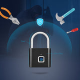 Golden Security Keyless USB Rechargeable Door Lock Fingerprint Smart Padlock Quick Unlock Zinc alloy Metal Self Developing Chip