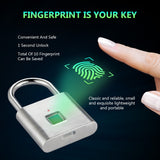 Golden Security Keyless USB Rechargeable Door Lock Fingerprint Smart Padlock Quick Unlock Zinc alloy Metal Self Developing Chip