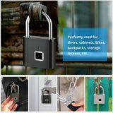 Golden Security Keyless USB Rechargeable Door Lock Fingerprint Smart Padlock Quick Unlock Zinc alloy Metal Self Developing Chip