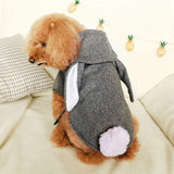 Grey Rabbit Ears Shape Dog Coat Winter Warm Pet Dog Clothes Cute French Bulldog Hooded Coat Jacket for Puppy Cat Clothes Costume