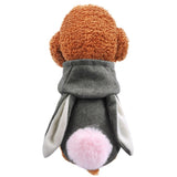 Grey Rabbit Ears Shape Dog Coat Winter Warm Pet Dog Clothes Cute French Bulldog Hooded Coat Jacket for Puppy Cat Clothes Costume