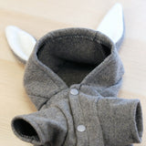 Grey Rabbit Ears Shape Dog Coat Winter Warm Pet Dog Clothes Cute French Bulldog Hooded Coat Jacket for Puppy Cat Clothes Costume