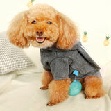 Grey Rabbit Ears Shape Dog Coat Winter Warm Pet Dog Clothes Cute French Bulldog Hooded Coat Jacket for Puppy Cat Clothes Costume