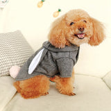 Grey Rabbit Ears Shape Dog Coat Winter Warm Pet Dog Clothes Cute French Bulldog Hooded Coat Jacket for Puppy Cat Clothes Costume
