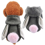 Grey Rabbit Ears Shape Dog Coat Winter Warm Pet Dog Clothes Cute French Bulldog Hooded Coat Jacket for Puppy Cat Clothes Costume