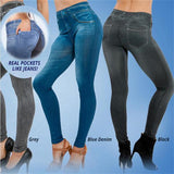 Gtpdpllt S-XXL Women Fleece Lined Winter Jegging Jeans Genie Slim Fashion Jeggings Leggings 2 Real Pockets Woman Fitness Pants