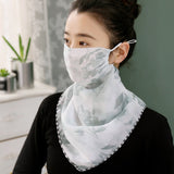 New Sunscreen Mask Neck Protection Full Covering Chiffon Triangle Silk Scarf Outdoor Riding