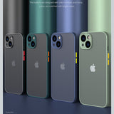 Shockproof Armor Matte Case For iPhone 13 12 11 Pro Max XR XS X 7 8 Plus SE Mini Luxury Silicone Bumper Clear Hard PC Cover Capa