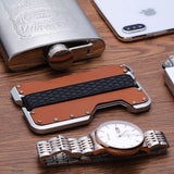 RFID Blocking Genuine Leather Credit Card Holder Men Fashion Aluminum Metal Creditcard Slim Minimalist Wallet Cardholder Case
